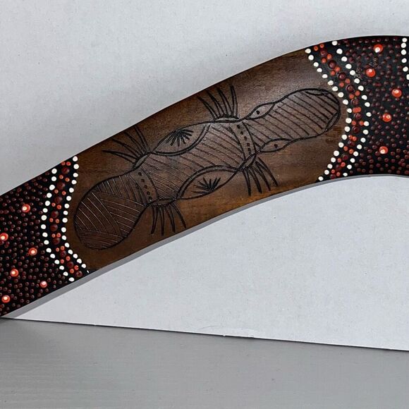 Boomerang Hand Made And Painted Art Wooden Returning Stick Australian 22” Carved - Picture 8 of 11